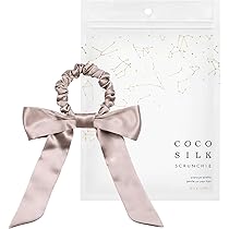再販35）ナチュラルリボン♡ヘアゴム Amazon | [COCOSILK] シルク ヘアゴム リボン シュシュ 跡がつか